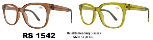 RS 1542-Plastic Rx-able Square Reading Glasses