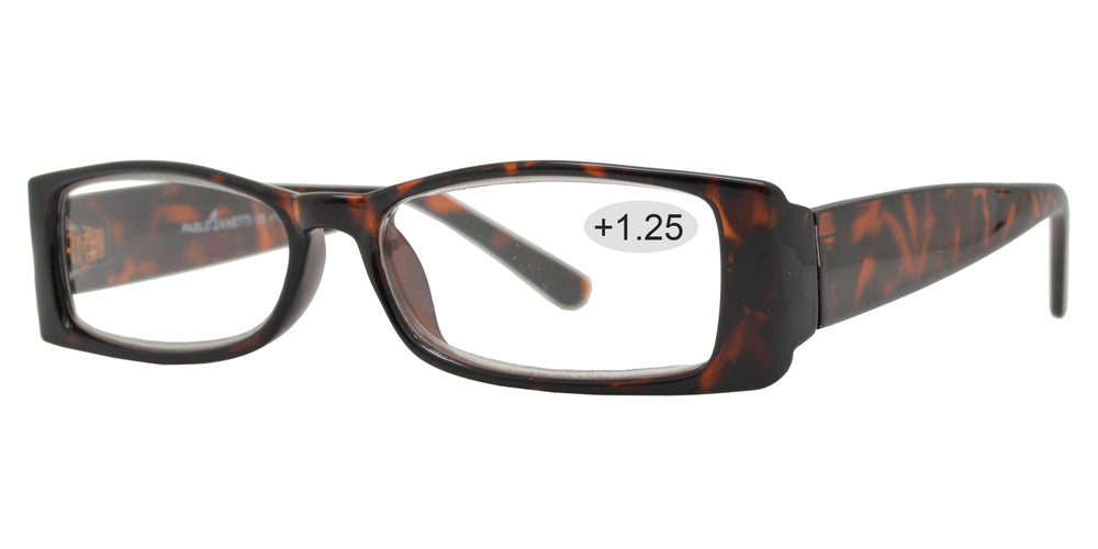 Wholesale - RS 1072 +1.25 - Rectangular Plastic Reading Glasses - Dynasol Eyewear