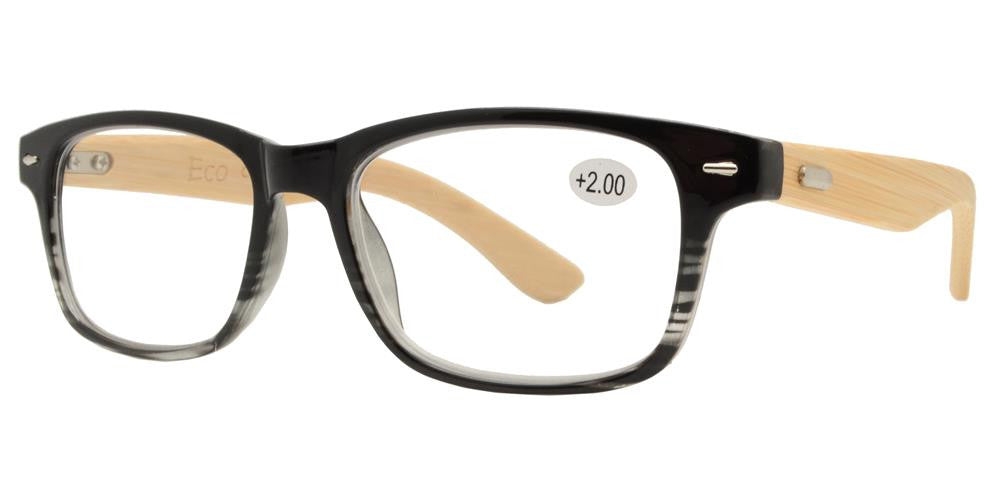 Wholesale - RS 1137 - Classic Horn Rimmed with Bamboo Temple Plastic Reading Glasses - Dynasol Eyewear