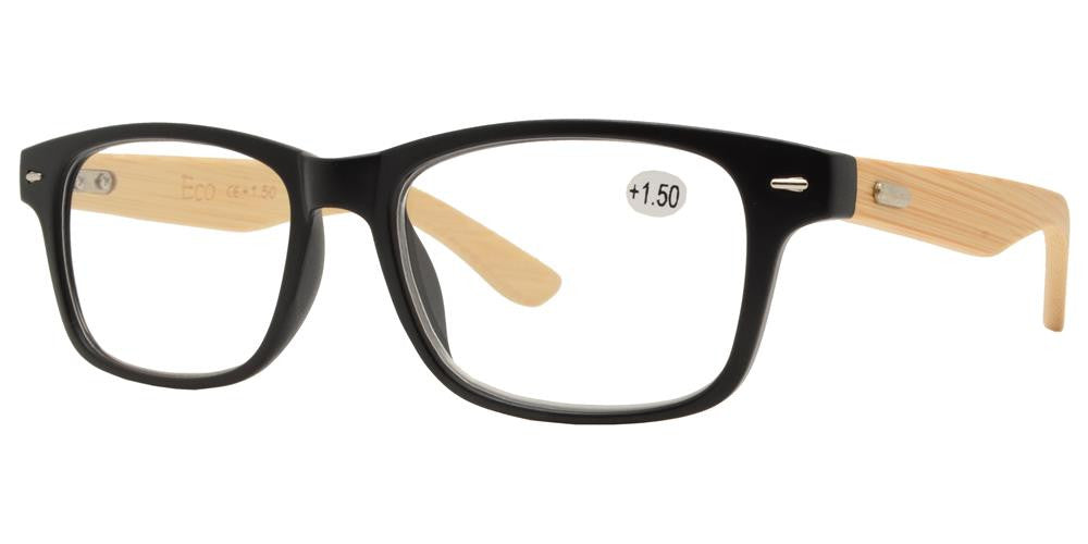 Wholesale - RS 1137 - Classic Horn Rimmed with Bamboo Temple Plastic Reading Glasses - Dynasol Eyewear