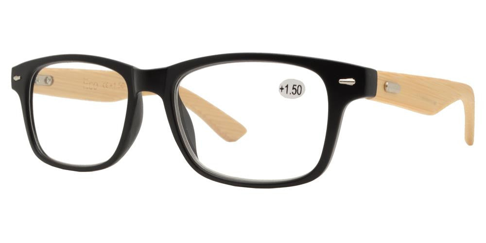 Wholesale - RS 1137 - Classic Horn Rimmed with Bamboo Temple Plastic Reading Glasses - Dynasol Eyewear