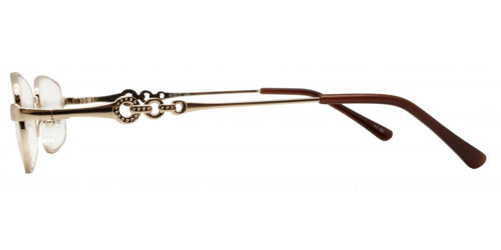Wholesale - RS 1203 - Oval Frame Chain Detail on Temple Metal Reading Glasses - Dynasol Eyewear