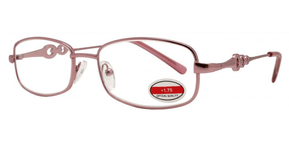 Wholesale - RS 1203 - Oval Frame Chain Detail on Temple Metal Reading Glasses - Dynasol Eyewear