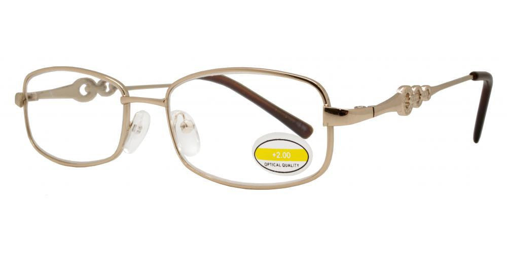 Wholesale - RS 1203 - Oval Frame Chain Detail on Temple Metal Reading Glasses - Dynasol Eyewear