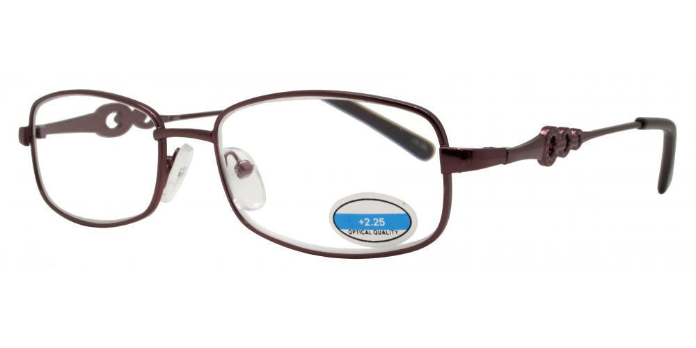 Wholesale - RS 1203 - Oval Frame Chain Detail on Temple Metal Reading Glasses - Dynasol Eyewear