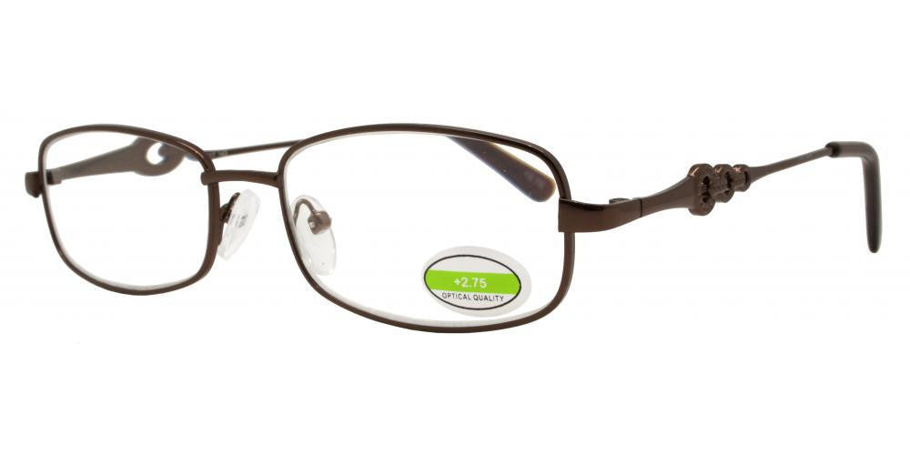 Wholesale - RS 1203 - Oval Frame Chain Detail on Temple Metal Reading Glasses - Dynasol Eyewear