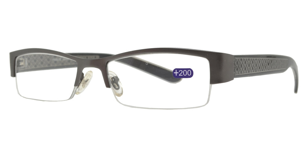 Wholesale - RS 1357 +2.00 - Metal Semi Rimless Reading Glasses - Dynasol Eyewear