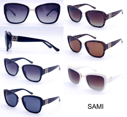 PL Sami - Polarized Women Square Frame with Metal Detail Plastic Sunglasses