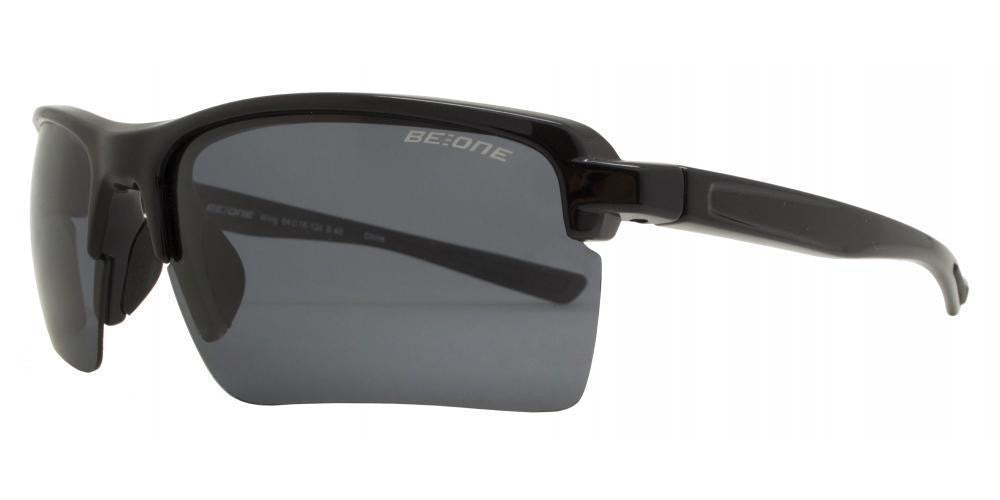Wholesale - PL Wing - Polarized Men Half Rimmed Sport Wrap Around Plastic Sunglasses - Dynasol Eyewear