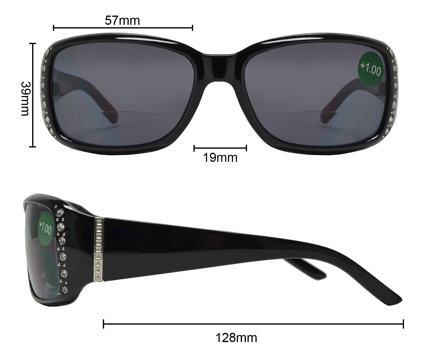 RS 1216 BF - Bifocal Reading Sunglasses Reader with Rhinestone