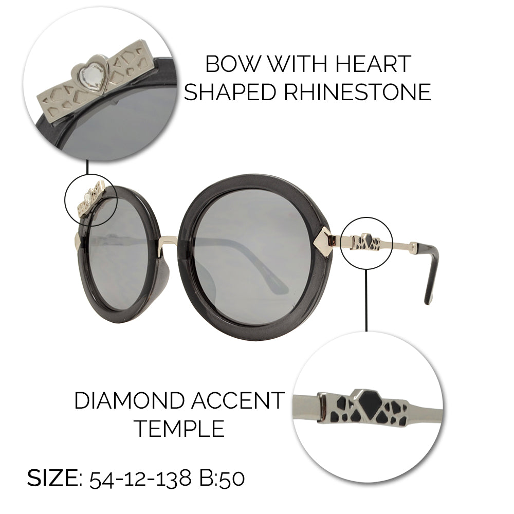 Wholesale - FC 6269 - Round Bow Accent Women Plastic Sunglasses - Dynasol Eyewear