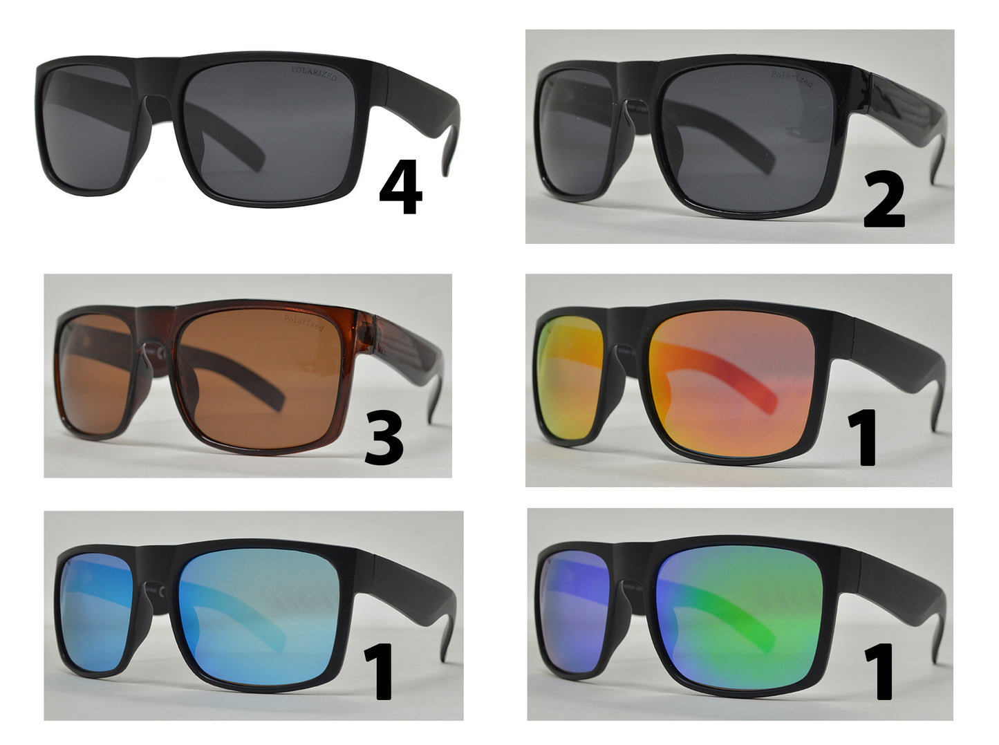 PL 7633 - Square Sport Plastic Polarized Sunglasses Assorted Colors