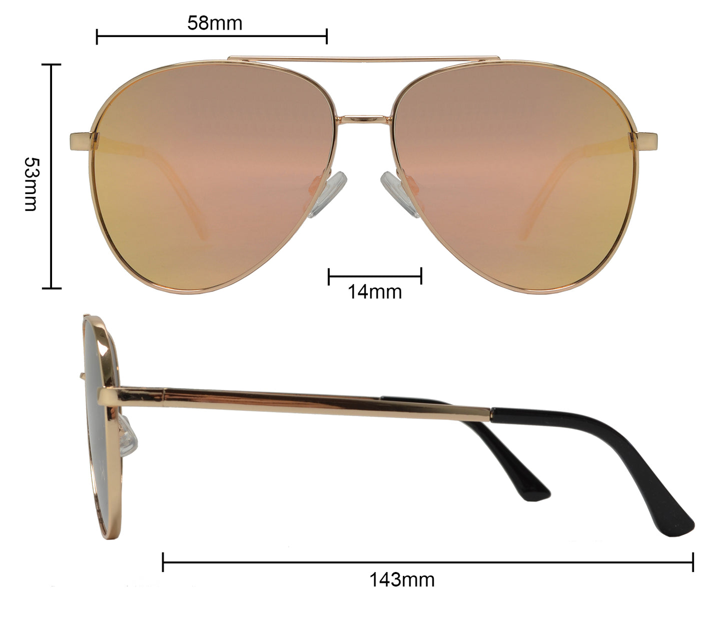 FC 6514 Pink RV - Thick Frame Oval Shaped Sunglasses with Pink Mirror Lens