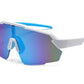 9058 RVC - Semi Rimless Color Mirror One Piece Shield Lens Sports Sunglasses