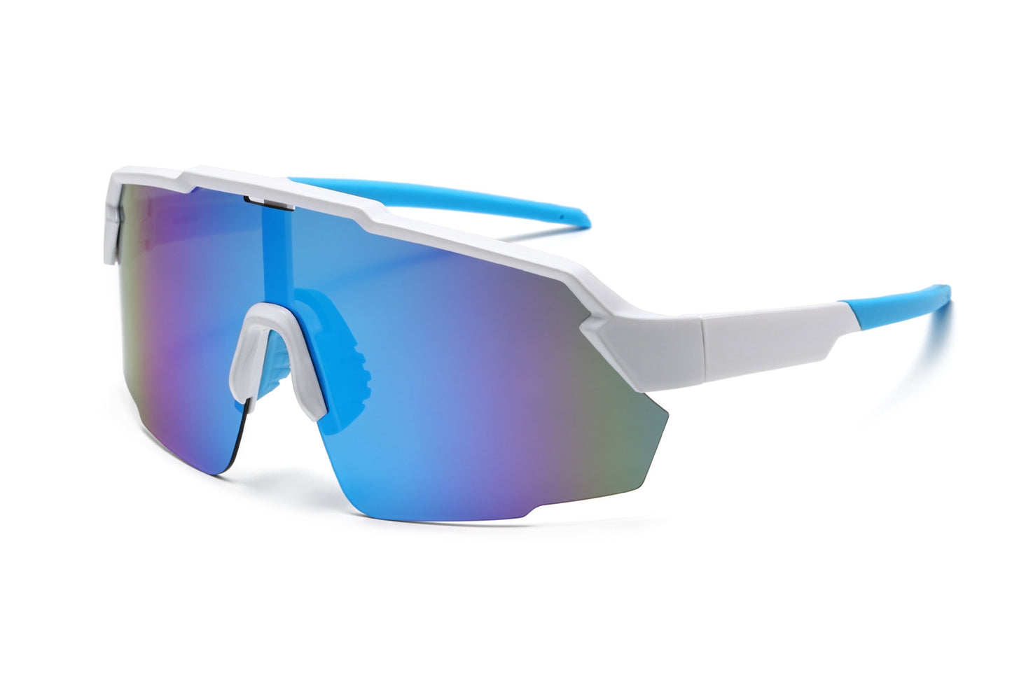 9058 RVC - Semi Rimless Color Mirror One Piece Shield Lens Sports Sunglasses