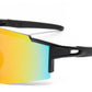 2689 - Semi Rimless Sports Shield Plastic Sunglasses with Color Mirror Lens