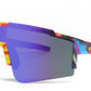 2689 - Semi Rimless Sports Shield Plastic Sunglasses with Color Mirror Lens