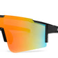 2689 - Semi Rimless Sports Shield Plastic Sunglasses with Color Mirror Lens