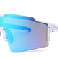 2689 - Semi Rimless Sports Shield Plastic Sunglasses with Color Mirror Lens