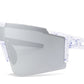 2689 - Semi Rimless Sports Shield Plastic Sunglasses with Color Mirror Lens