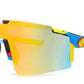 2689 - Semi Rimless Sports Shield Plastic Sunglasses with Color Mirror Lens