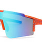 2689 - Semi Rimless Sports Shield Plastic Sunglasses with Color Mirror Lens