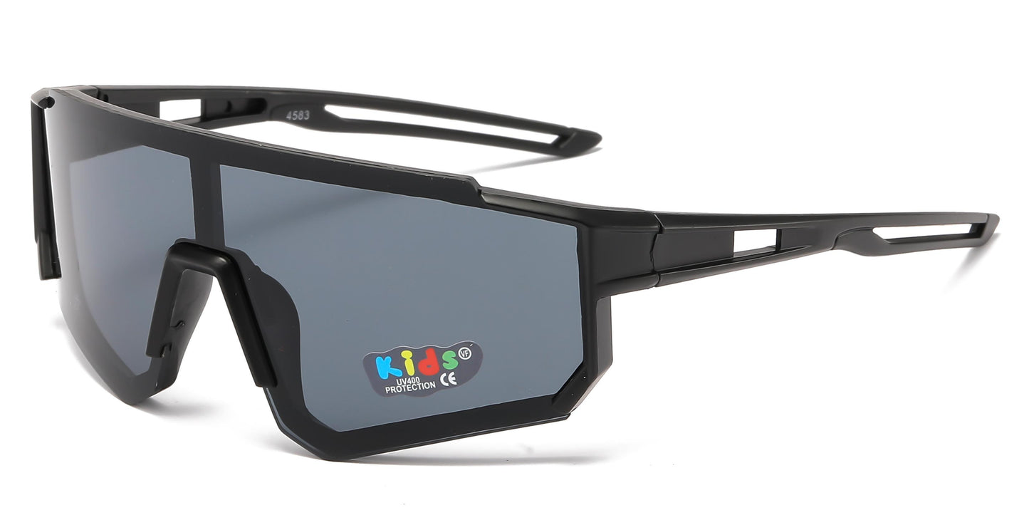 4583 - Kids Sports Shield Sunglasses with Color Mirrored Lens