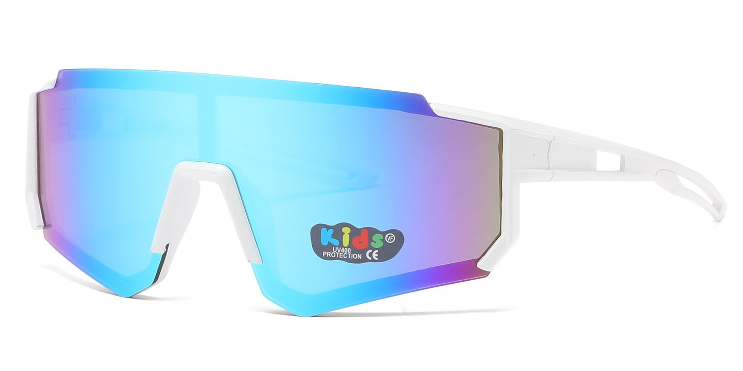 4583 - Kids Sports Shield Sunglasses with Color Mirrored Lens