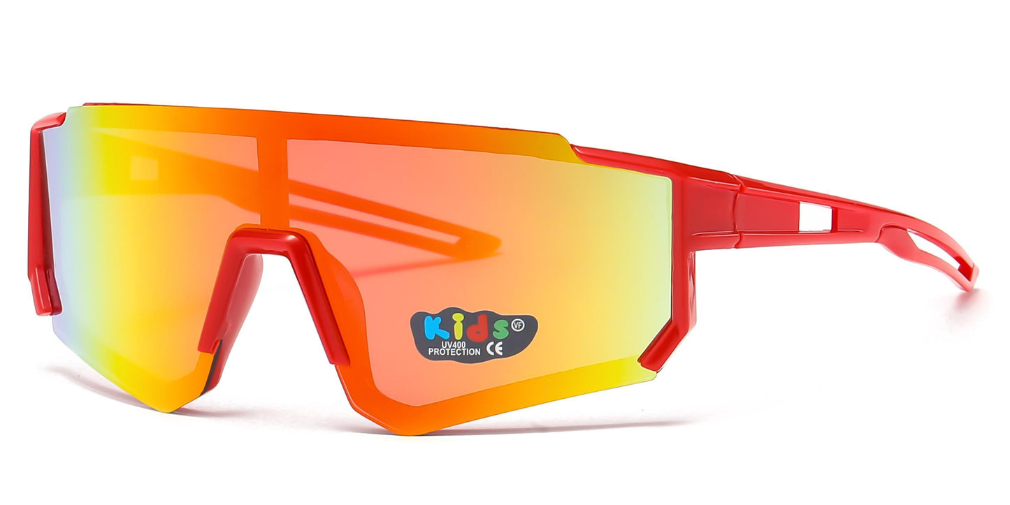 4583 - Kids Sports Shield Sunglasses with Color Mirrored Lens