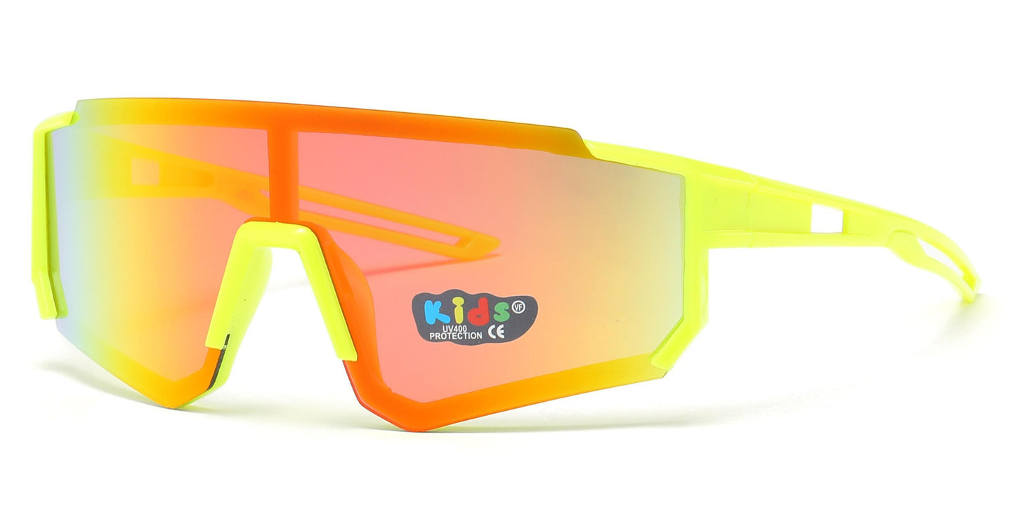 4583 - Kids Sports Shield Sunglasses with Color Mirrored Lens