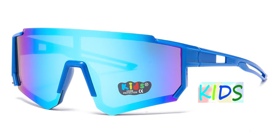 4583 - Kids Sports Shield Sunglasses with Color Mirrored Lens