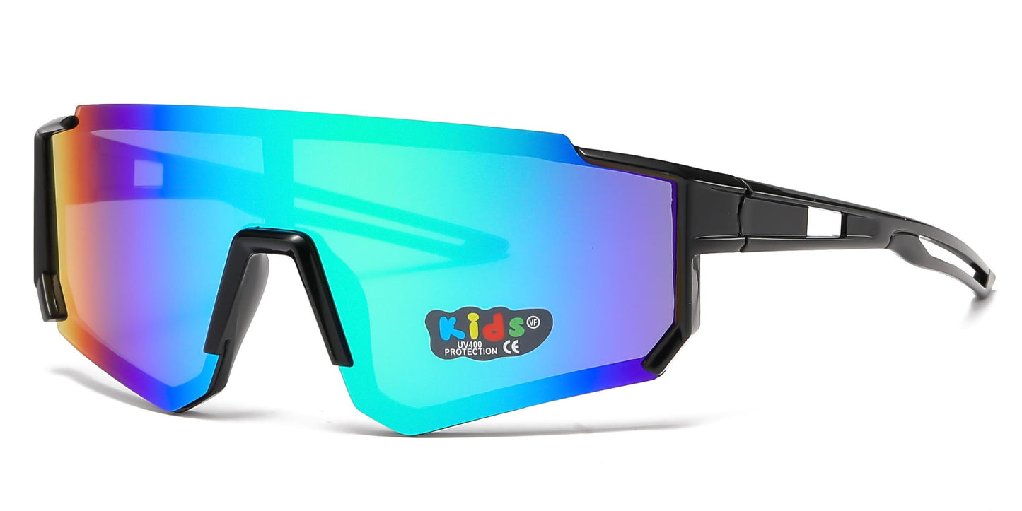 4583 - Kids Sports Shield Sunglasses with Color Mirrored Lens