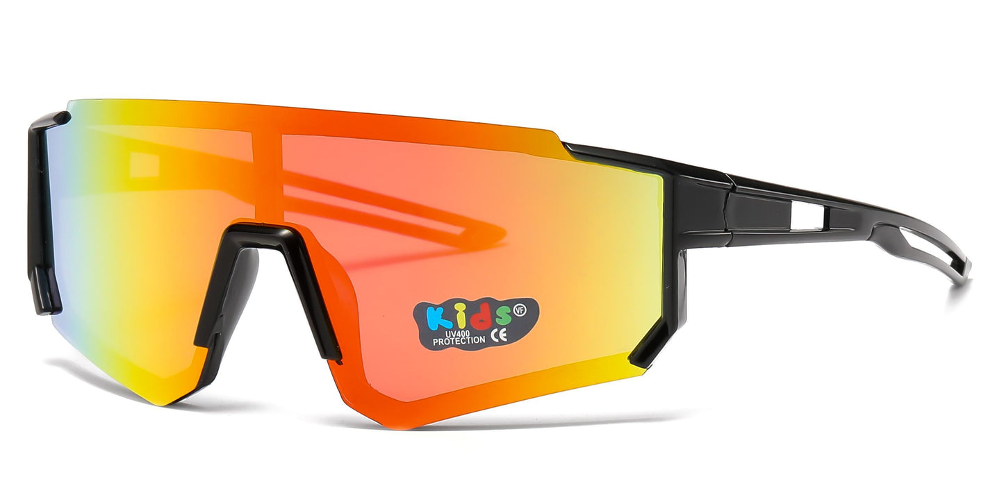 4583 - Kids Sports Shield Sunglasses with Color Mirrored Lens