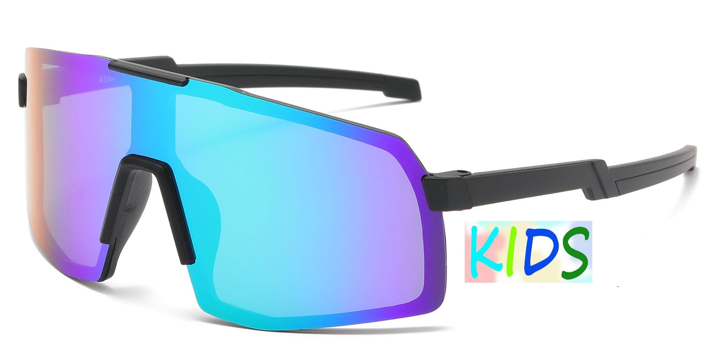 4584 - Kids Sport One shield Sunglasses with Color Mirrored Lens