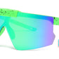 4586 - Kids Sport One Piece Flip Up Lens Shield Sunglasses with Color Mirrored Lens