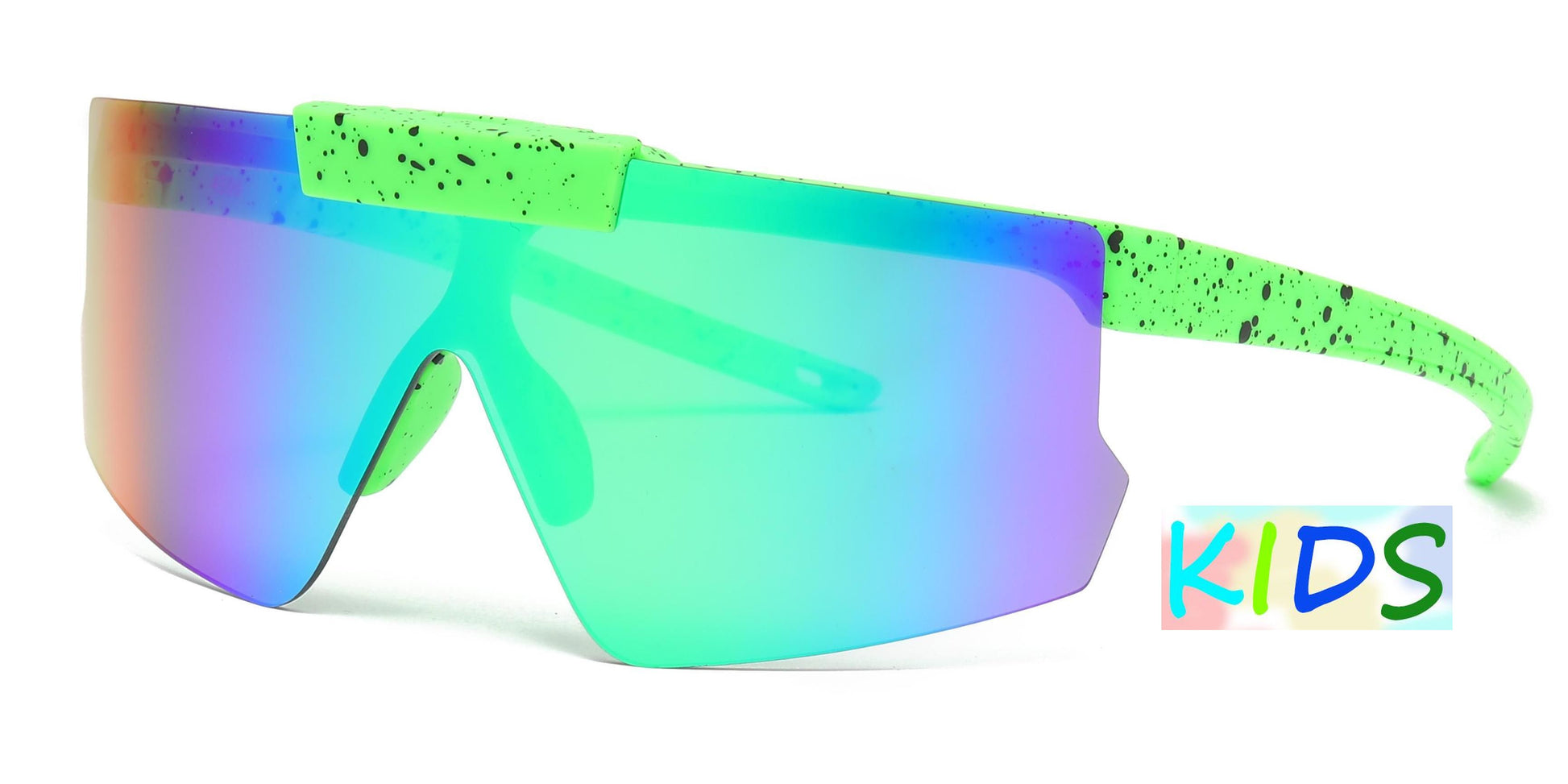 4586 Kids Sport One Piece Flip Up Lens Shield Sunglasses with Color Mirrored Lens