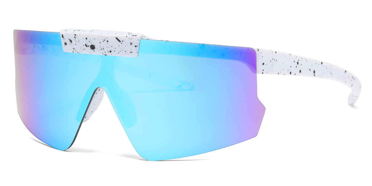 4586 - Kids Sport One Piece Flip Up Lens Shield Sunglasses with Color Mirrored Lens