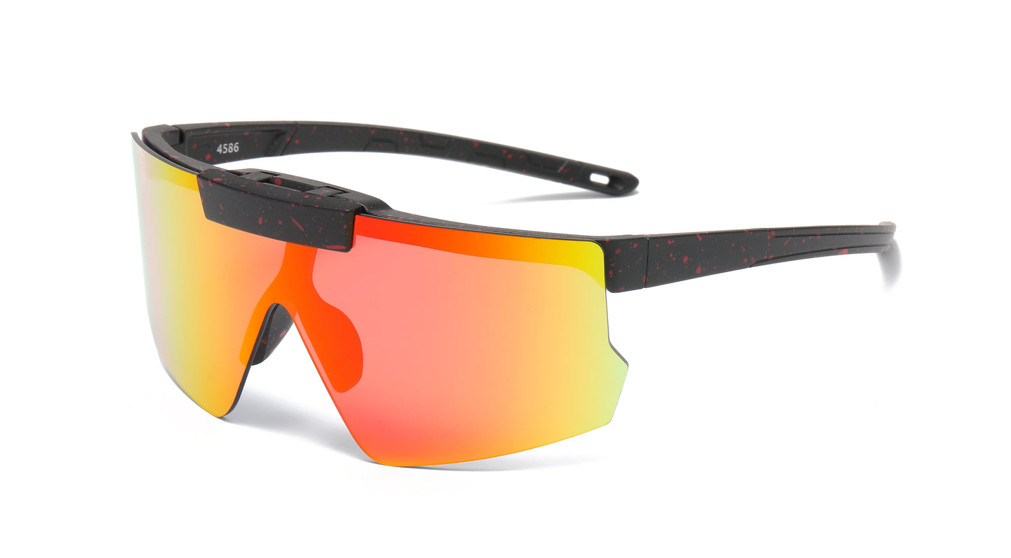 4586 - Kids Sport One Piece shield Sunglasses with Color Mirrored Lens