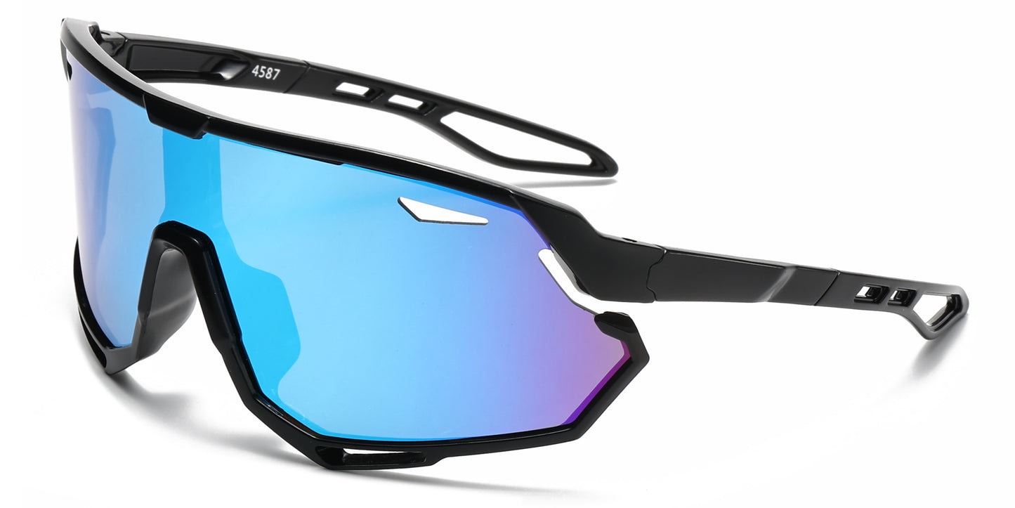 4587 - Kids Sport One Piece shield Sunglasses with Color Mirrored Lens