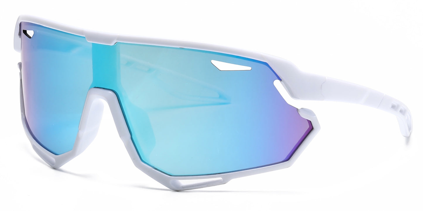 4587 - Kids Sport One Piece shield Sunglasses with Color Mirrored Lens