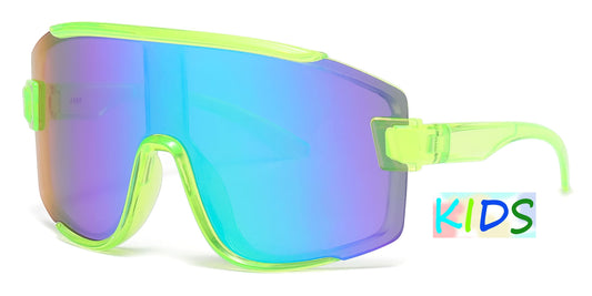 4588 - Kids Semi Rimless Color Mirror One Piece Shield Lens Sports Sunglasses