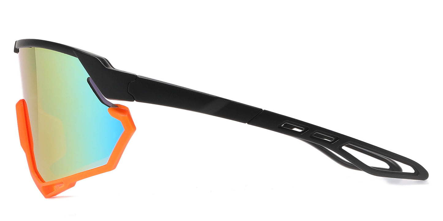 4589 - Kids Sport One Piece Shield Plastic Sunglasses with Color Mirrored Lens