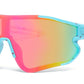 4592 - Kids Semi Rimless Color Mirror One Piece Shield Sports Kids Plastic Sunglasses