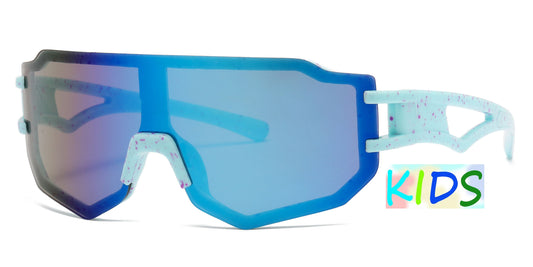 4902 - Kids Sport Rimless One Piece Shield Plastic Sunglasses