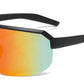 4909 - Kids Semi Rimless Color Mirror One Piece Shield Lens Sports Plastic Sunglasses