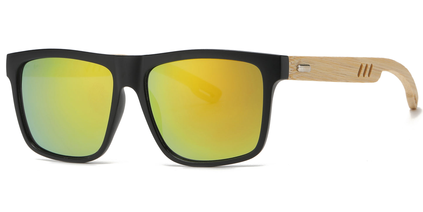 5210 Bamboo - Square Frame Bamboo Sunglasses