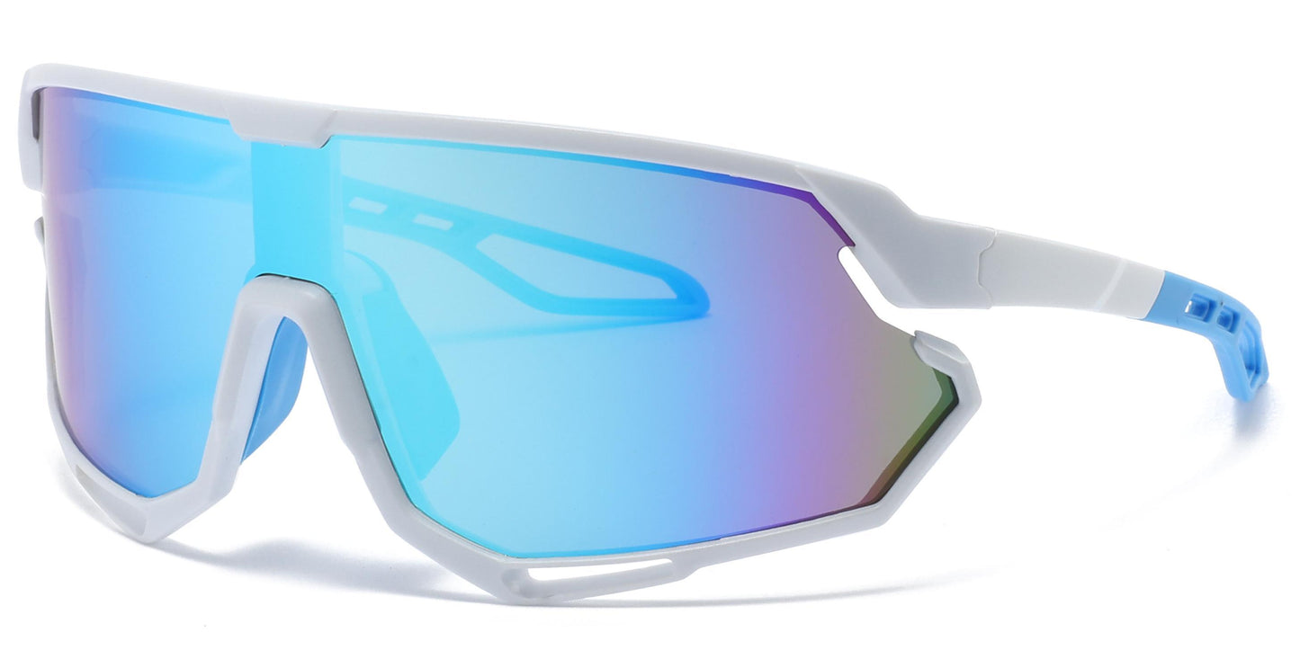 5231 - Plastic Sports Sunglasses with Color Mirror Lens