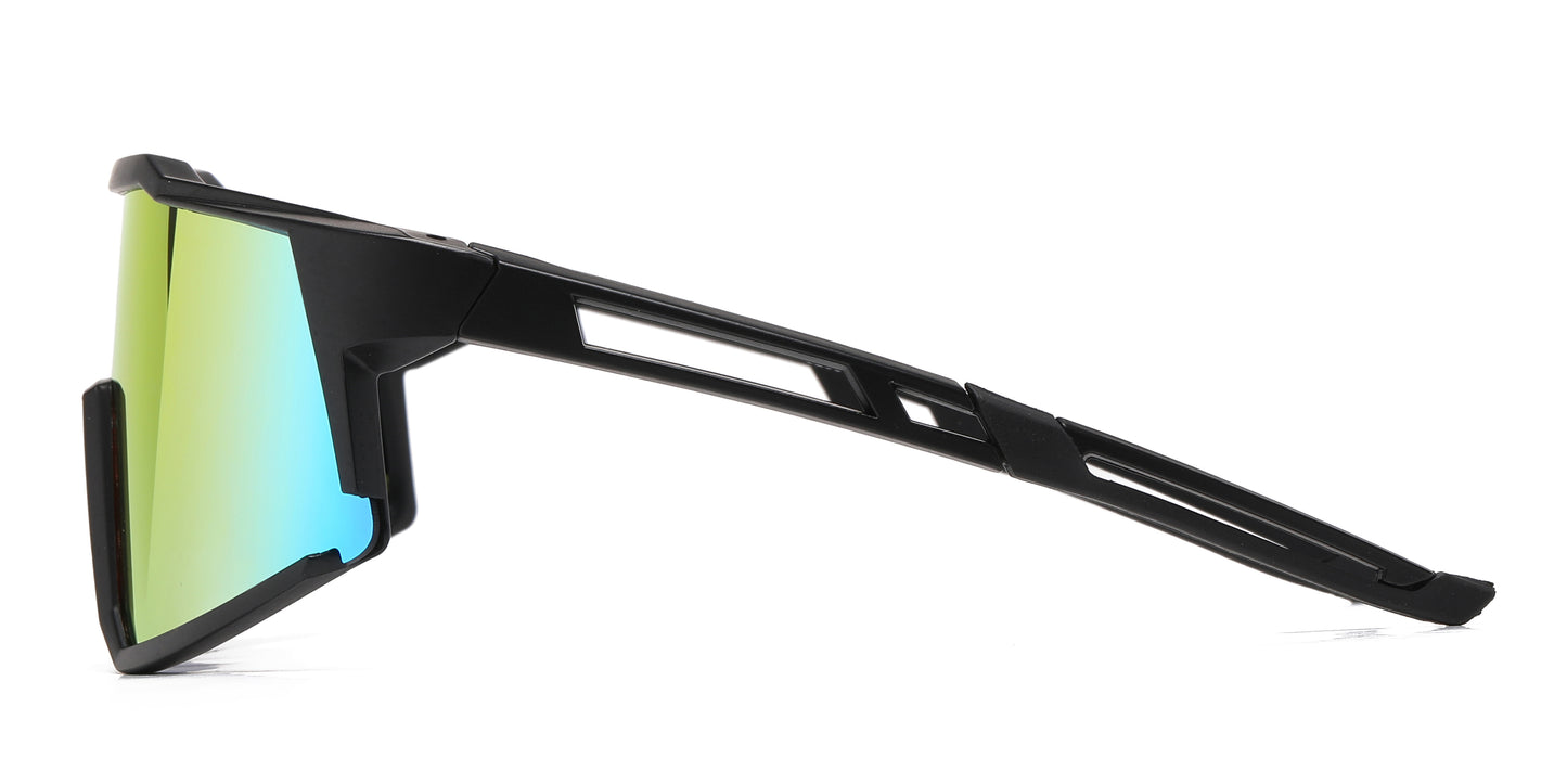 5233 - Plastic Flat Top One Piece Sports Rimless Sunglasses