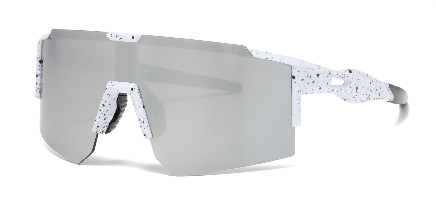 5239 - Semi Rimless Color Mirror One Piece Shield Lens Sports Sunglasses