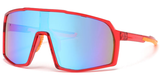 5241 - One Piece Lens Plastic Shield Sunglasses with Color Mirrored Lens